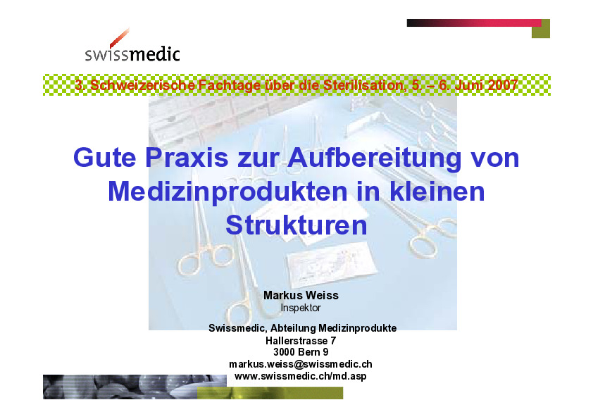 Sachkunde Zur Aufbereitung Von Medizinprodukten Prüfungsfragen www.sssh.ch