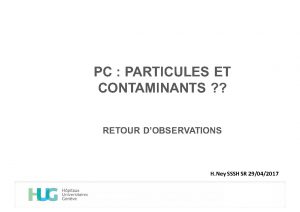 Journée de formation continue | Architecture et contrôles de l’environnement | 29 avril 2017 | CHUV | Lausanne