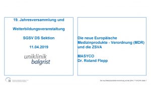 Jahresversammlung und Weiterbildung SGSV Sekt DS | 11. April 2019 | Uniklinik Balgrist | Zürich