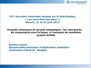 13es Journées Nationales Suisses sur la Stérilisation | Thème: «Les yeux dans les yeux!» | Bienne | 21-22 juin 2017