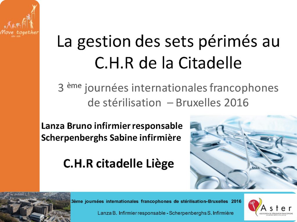 3es journées internationales francophones de stérilisation | Bruxelles | 23 et 24 septembre 2016