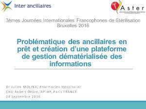 3es journées internationales francophones de stérilisation | Bruxelles | 23 et 24 septembre 2016